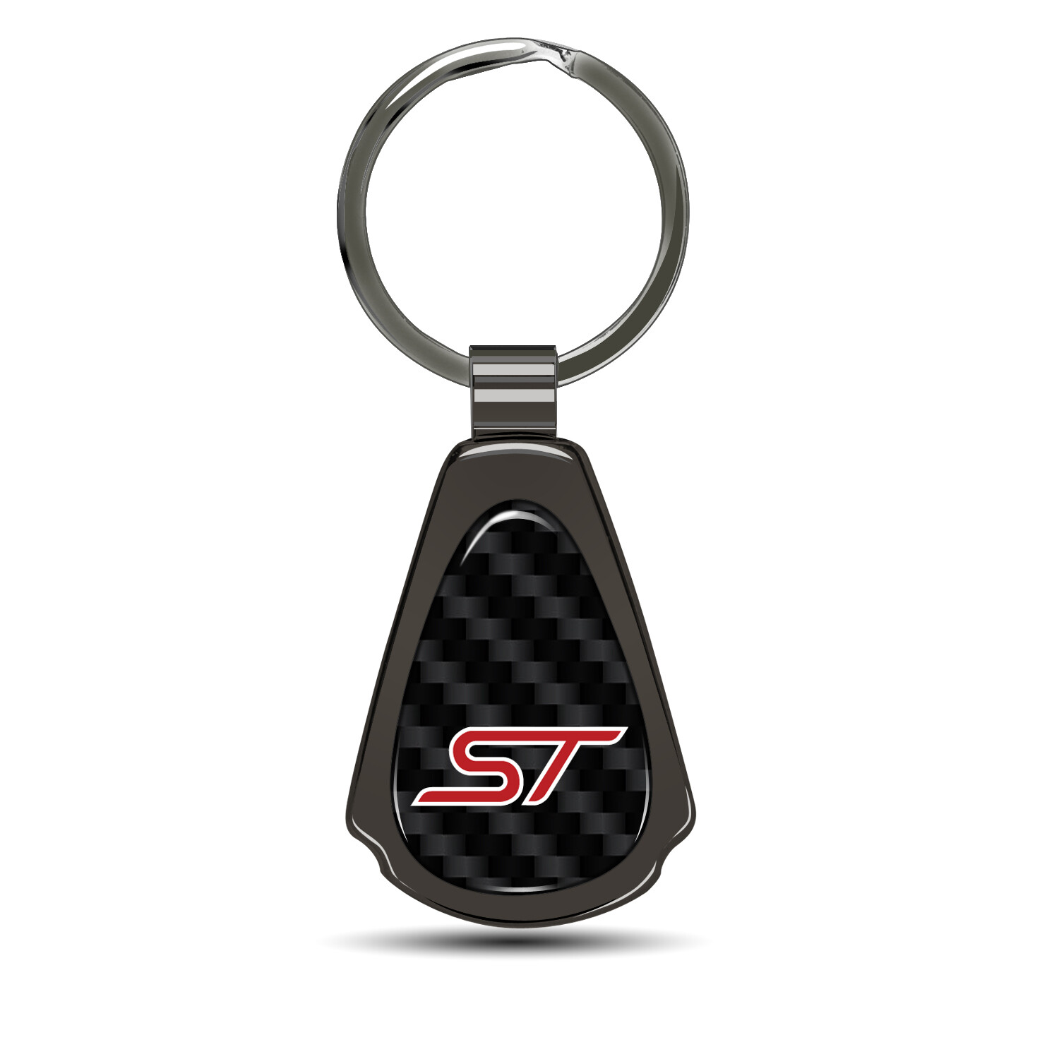 Ford Focus ST Real Black Carbon Fiber Gunmetal Black Metal Teardrop Key Chain
