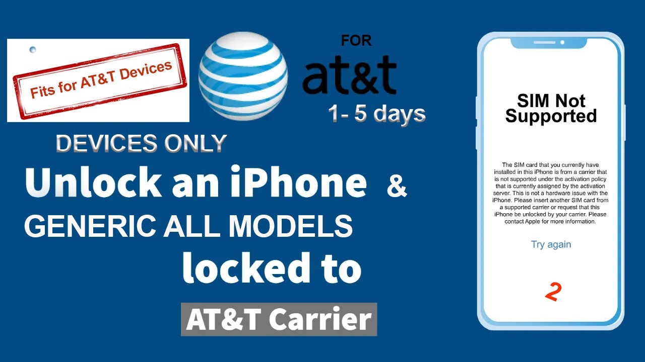 For AT&T iPhone/ Generic,Unlock Service 2 - All Models [Active Another Account]