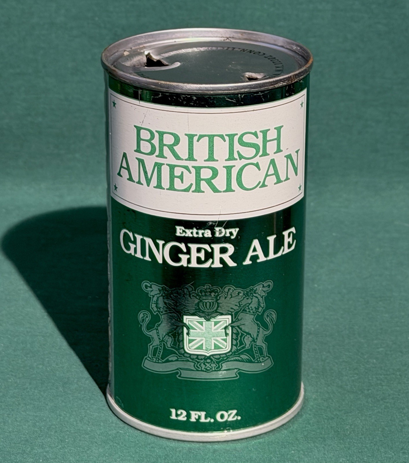 Ginger Ale Soda ERROR Can Flat British American 12 oz RARE! Upside Down Tab Vtg