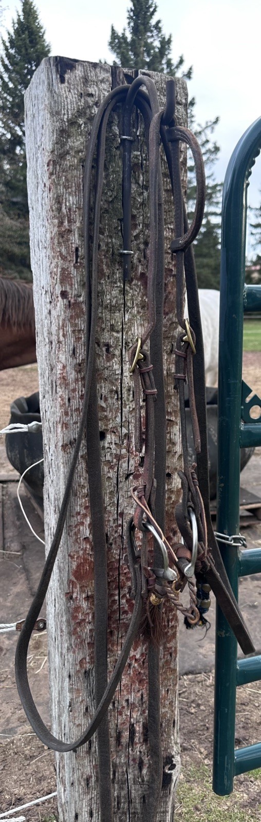 Very nice quality harness leather bridle with split leather reins