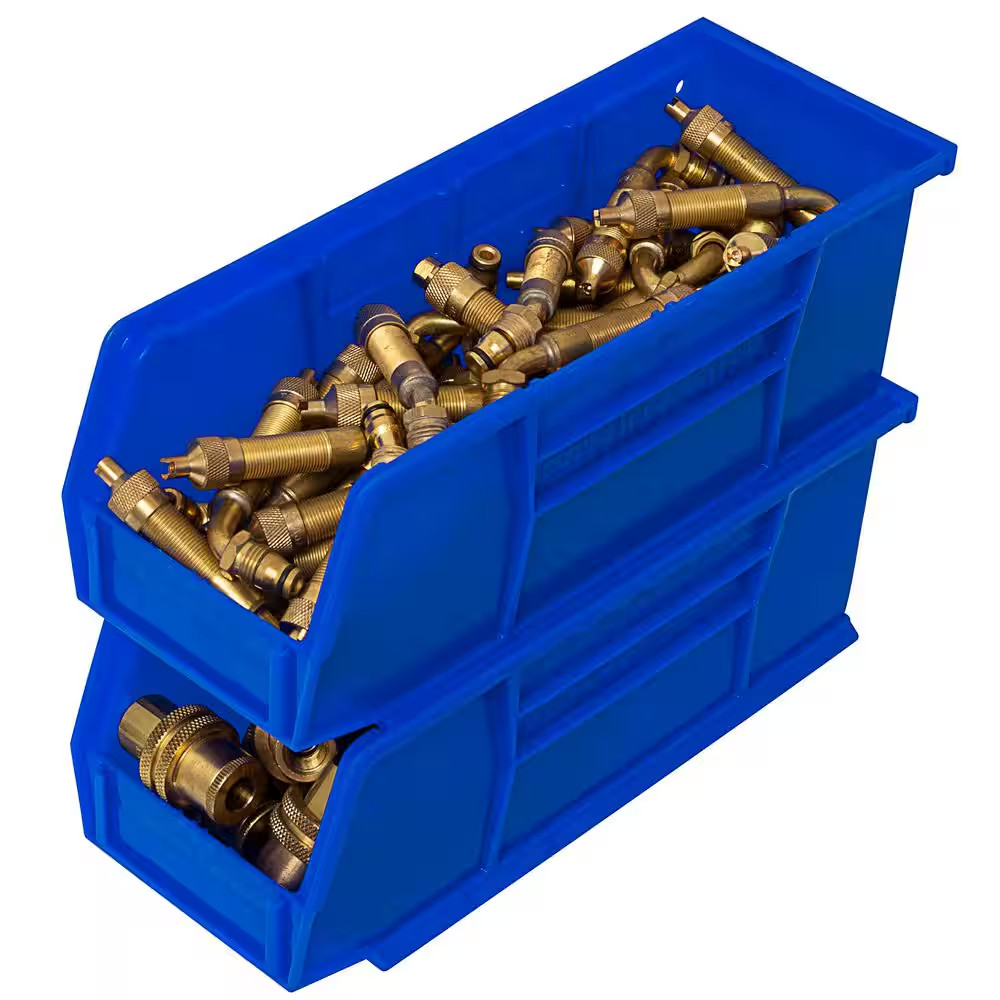 Plastic Stackable Storage Bins/ Totes, 11 In. X 4 In. X 4 In. Blue, (12-Pack)