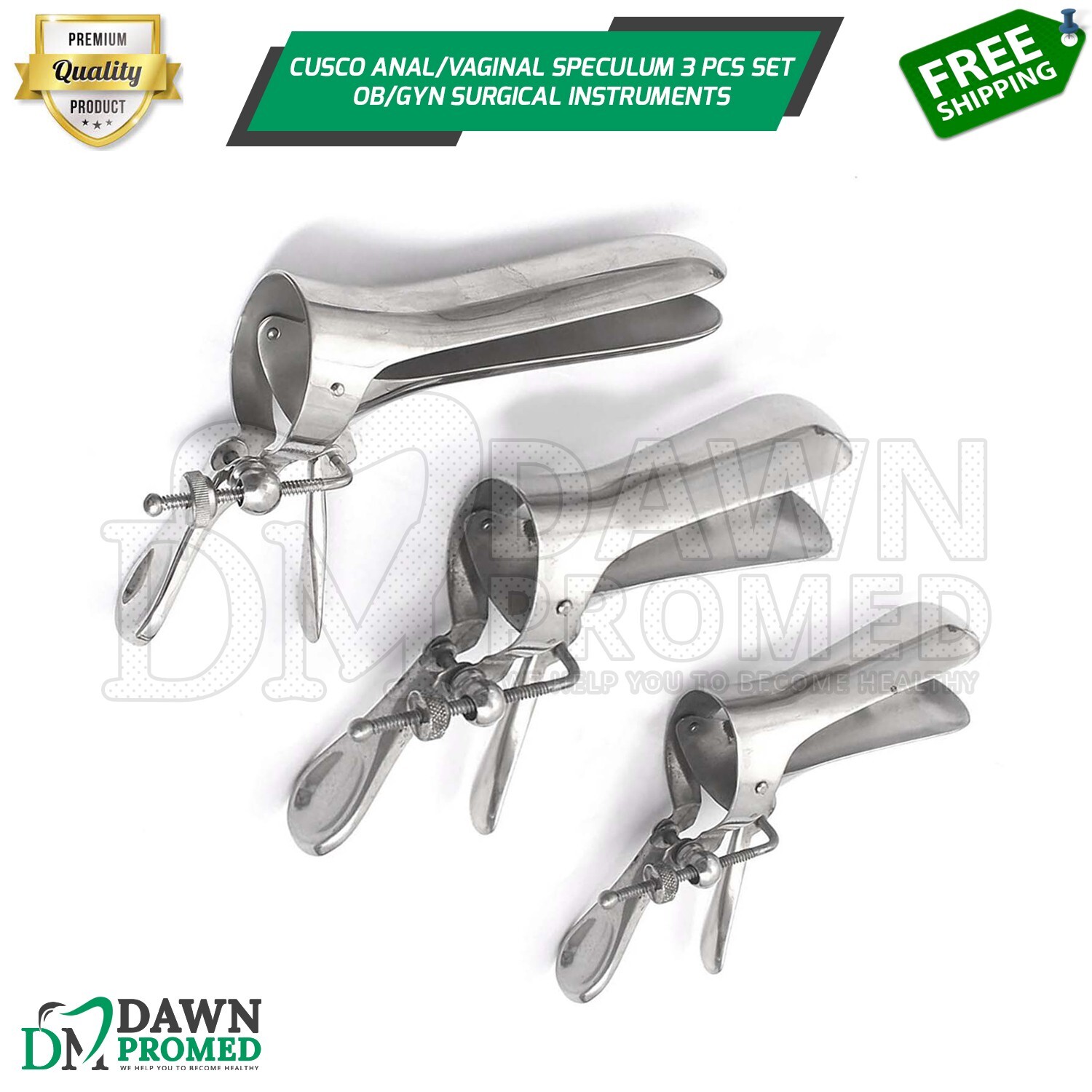 Cusco Anal/Vaginal Speculum 3 Pcs Set OB/GYN Dilation Exam Instruments German Gr