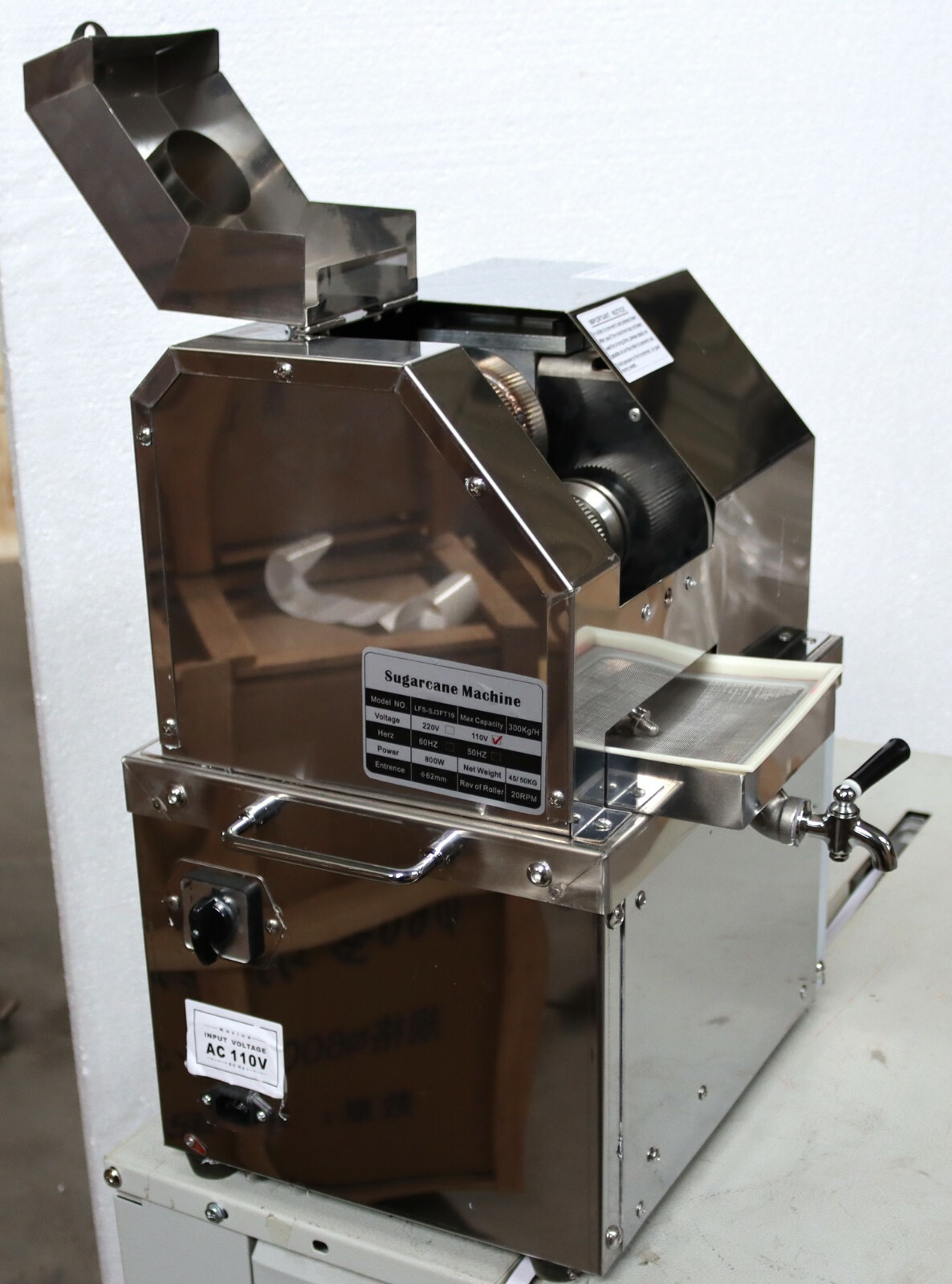 110V New Type Electric Sugar Cane Sweet Sorghum Stalk Press Juicer Machine 800W