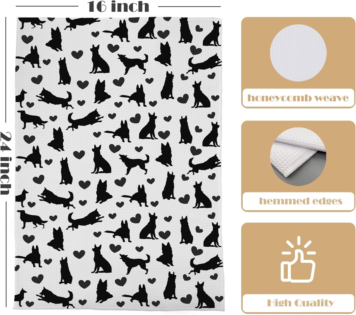 German Shepherd Dish Towels Set - Funny Small,