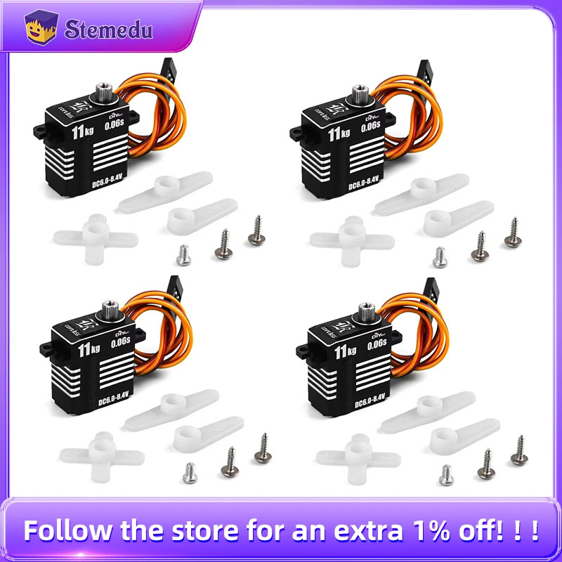 11KG Coreless Digital Servo Metal Gear 8.4V 180/270/360° Programmable for RC Car