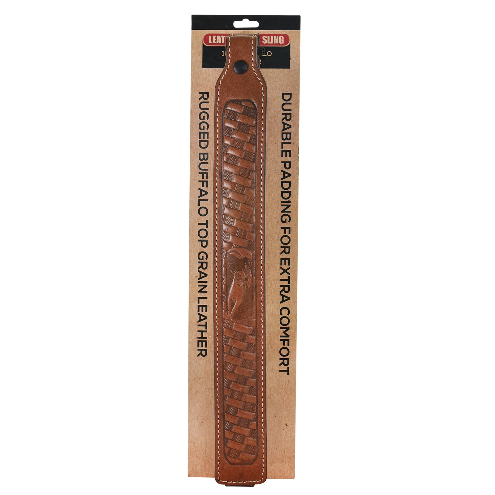 Saddle Mate Basket Weave Brown Leather Rifle Sling, Padded & Adjustable
