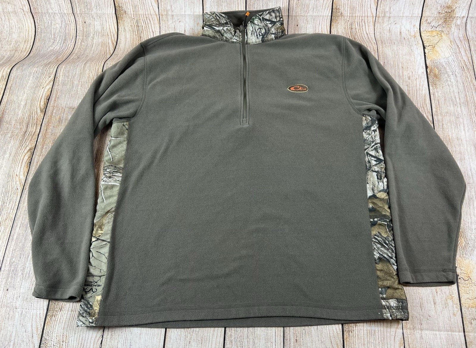 Drake Waterfowl Non Typical Camp Fleece 1/4 Zip Pullover RealTree Xtra Camo XL