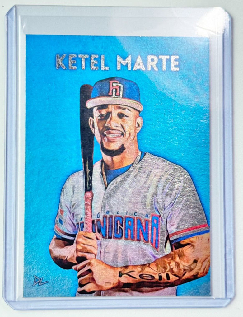 Ketel Marte Platinum Plated Artist Signed "Dominican Republic" Trading Card 1/1