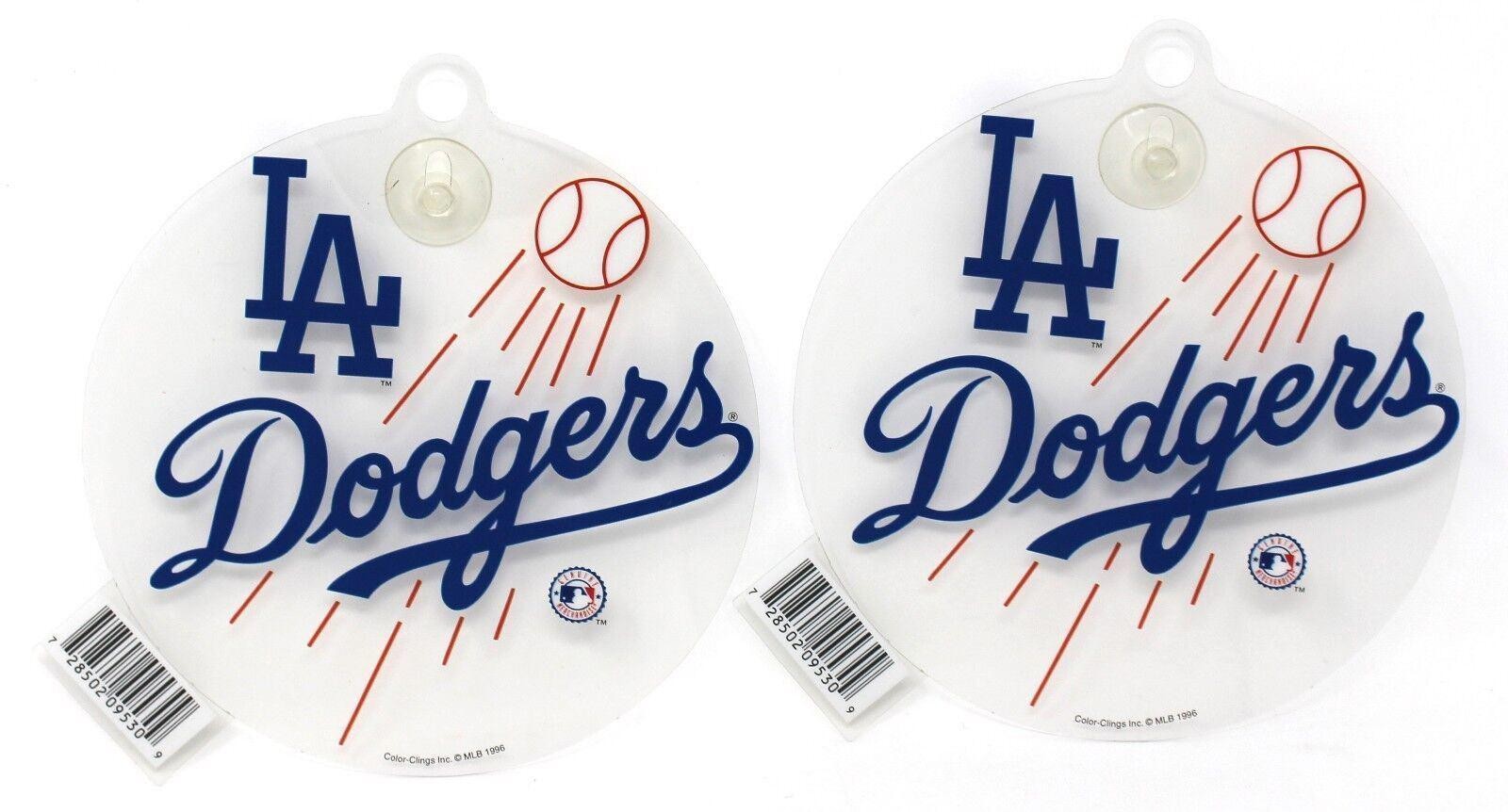 (2) Pack LA Dodgers MLB Baseball Car or Home Window Decal Cling with Suction Cup