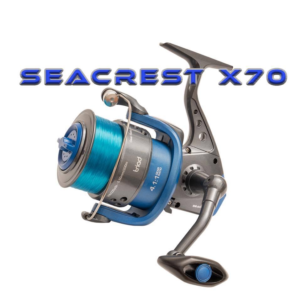 Triad Seacrest X70 Fixed Spool Fishing Reel Loaded With 20lb Mono