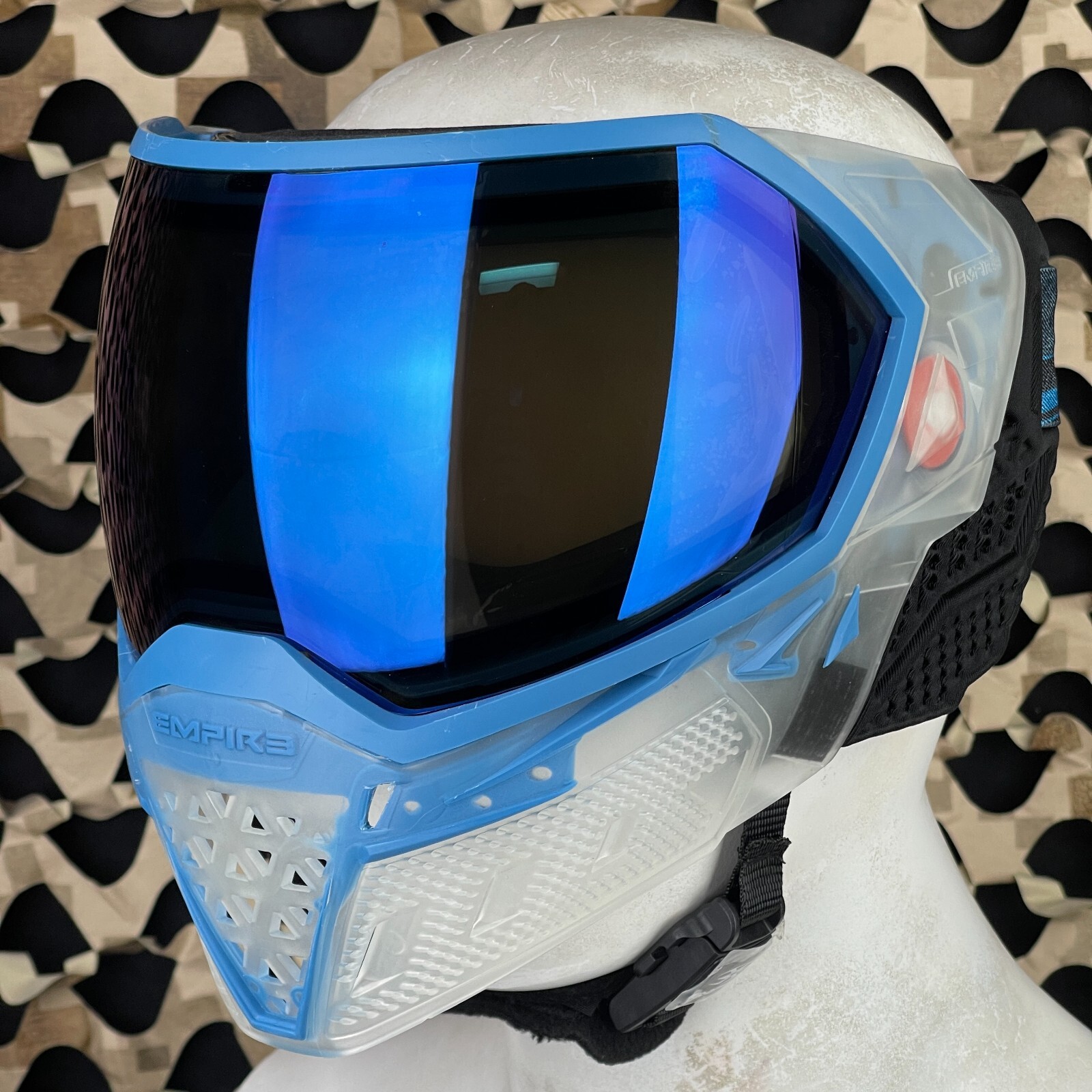 NEW Empire EVS Paintball Mask w/ 1 Lens - Crystal Clear/Blue - Blue Mirror