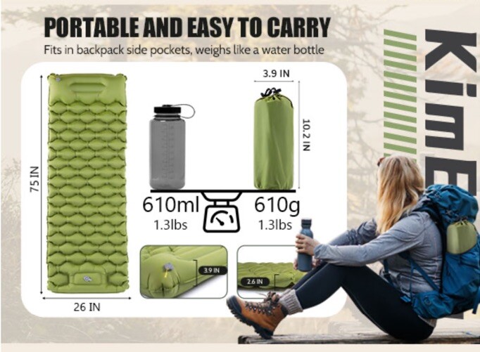 Built In Foot Pump Thermo Camping Air Mat Pad with Pillow Ultralight&Waterproof