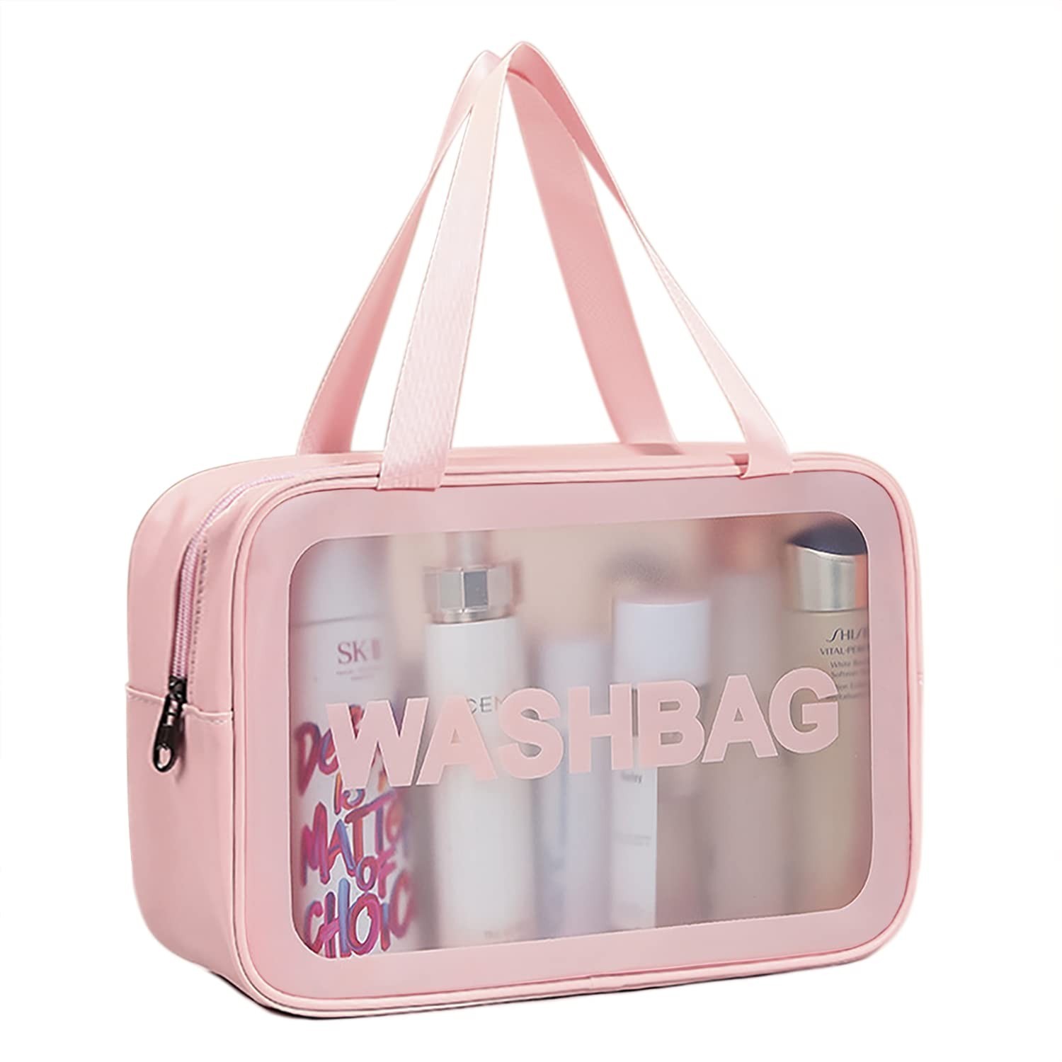 Travel Toiletry Bag for Women, Matte Translucent Toiletry Bag with Handy Hand...