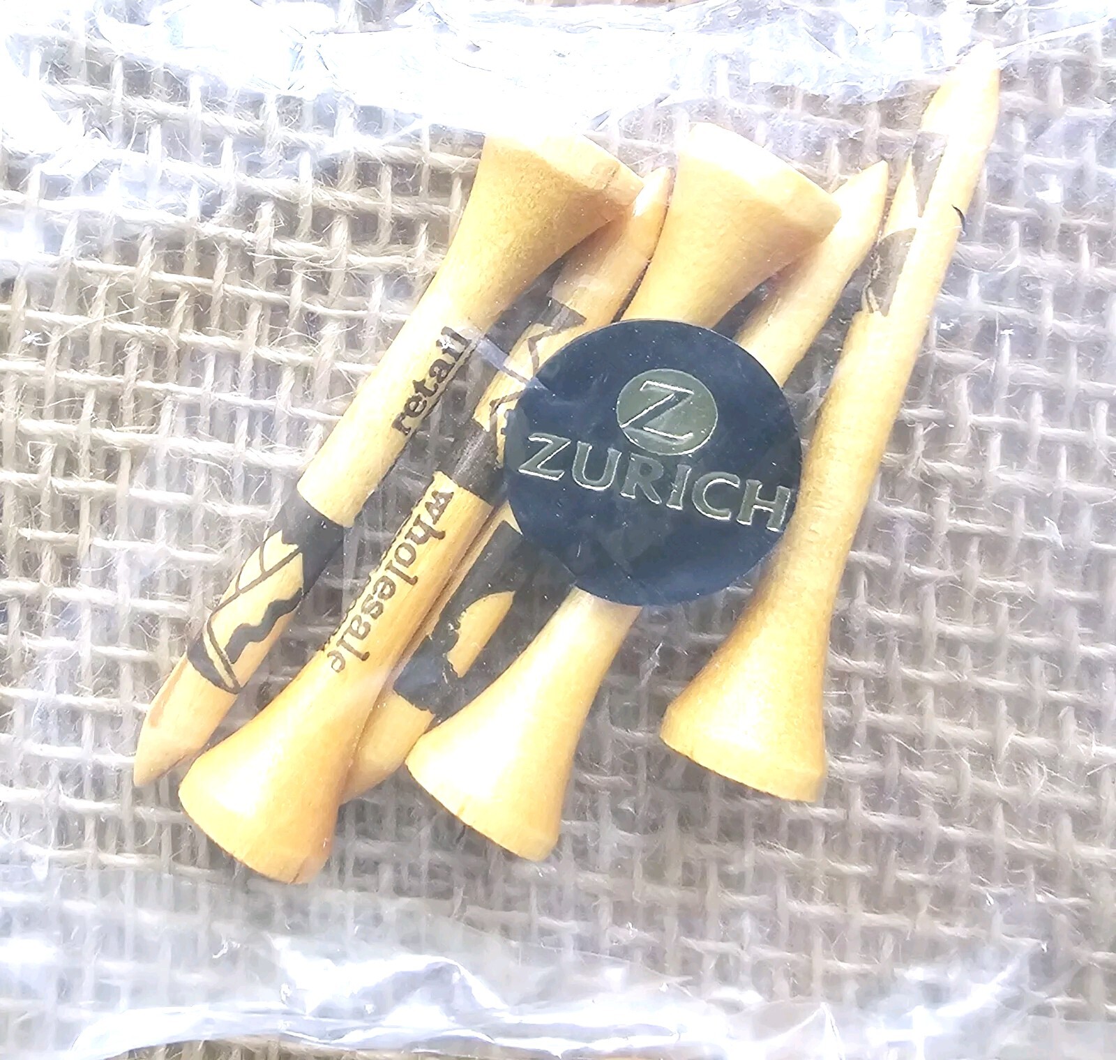 Lot Of 50 New Zurich Wood Golf Tees & 10 Ball Markers