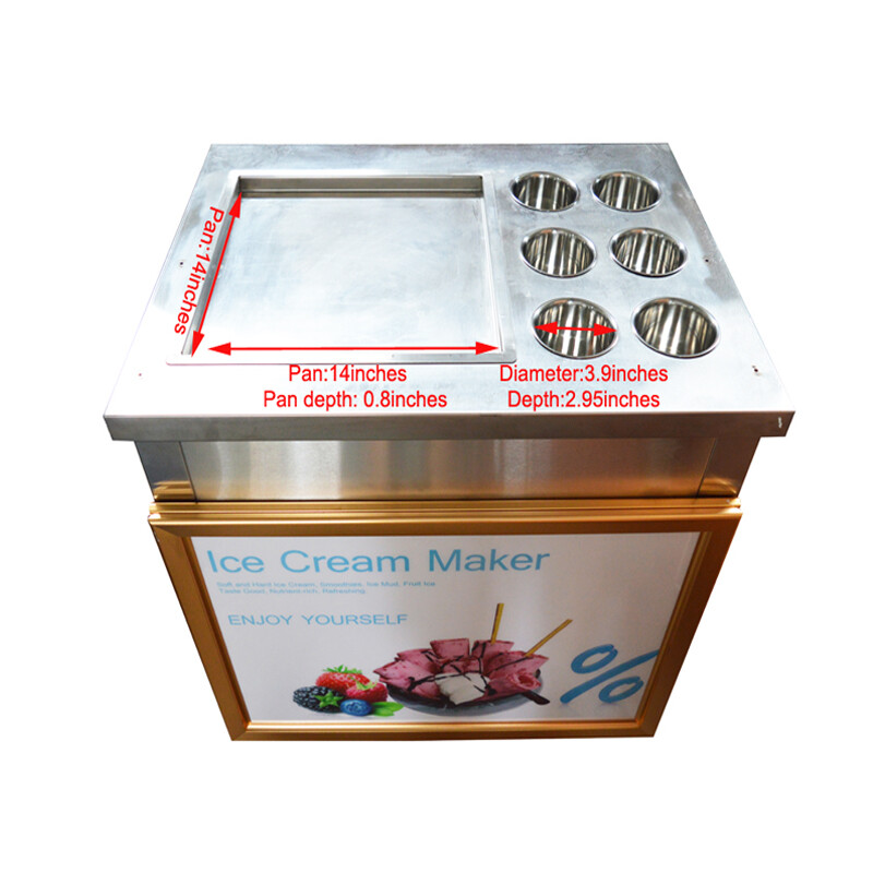 Commercial Rolled Ice Cream Machine, Ice Roll Machine Yogurt Cream Machine 110V