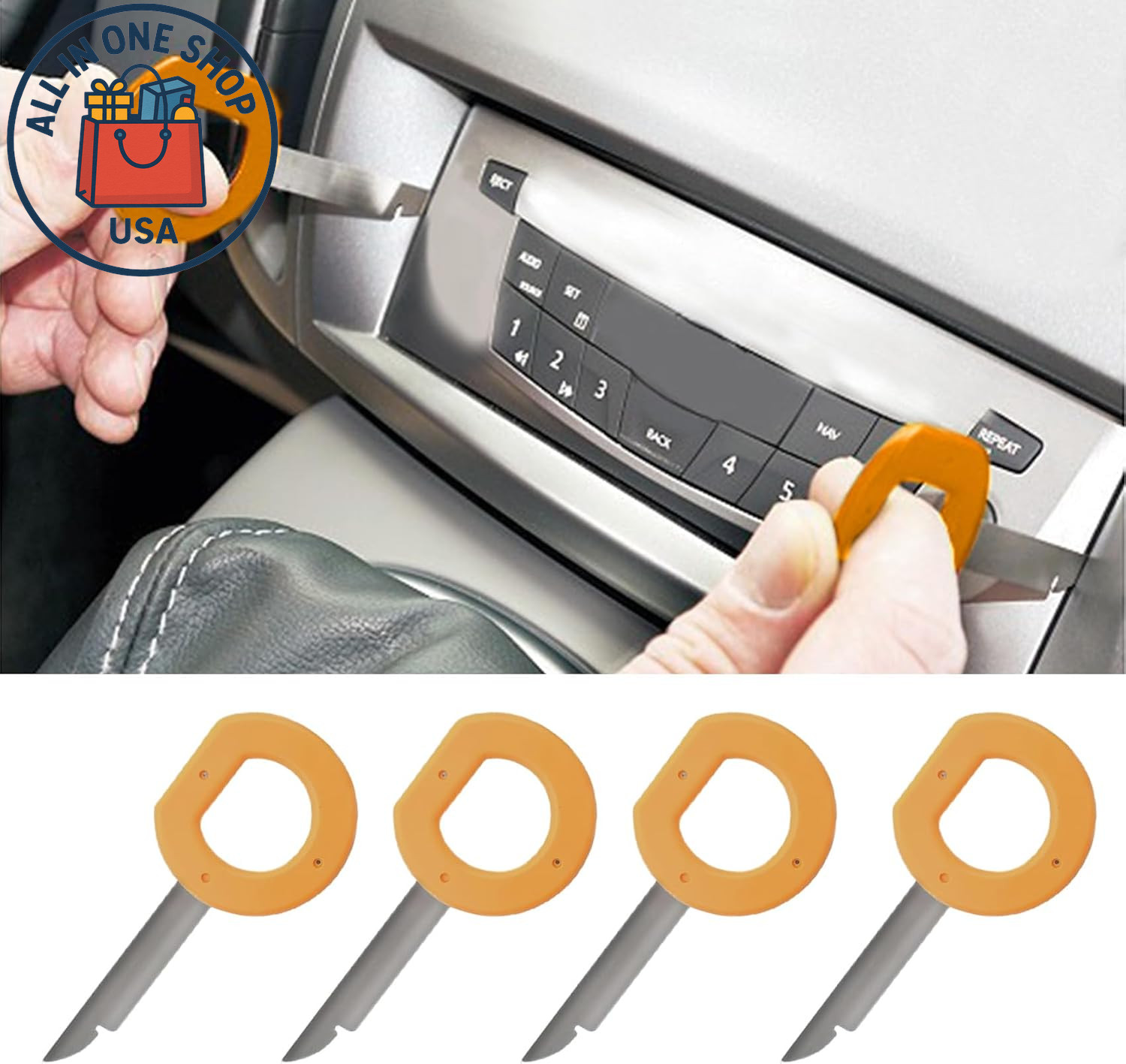 Radio Removal Key Tool Kit for Ford Mercedes Audi Single Double DIN Stereo 4PCS
