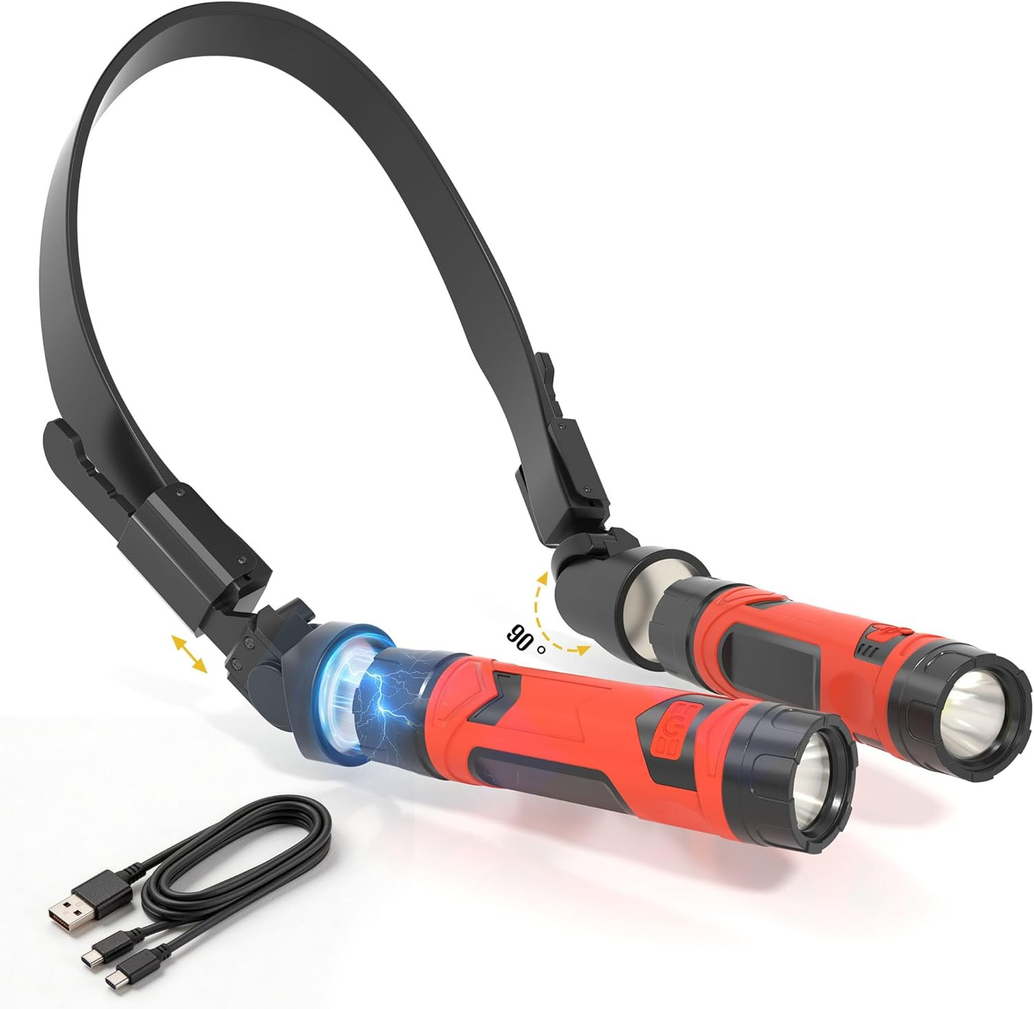 800LM LED Neck Work Light Rechargeable Mechanic Flashlight Detachable Magnet Lam