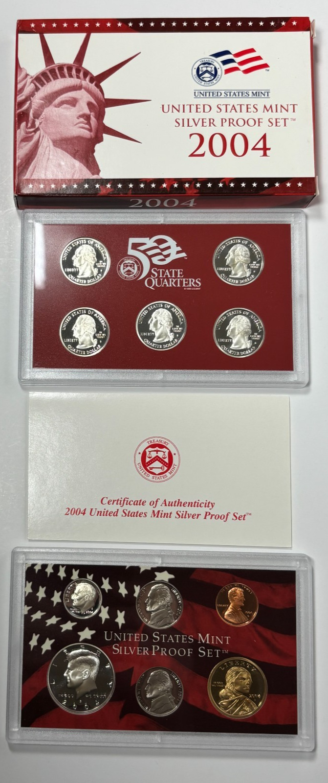 2004 Silver Proof Set U.S Mint OGP COA Nice! 90% Silver 11 coins