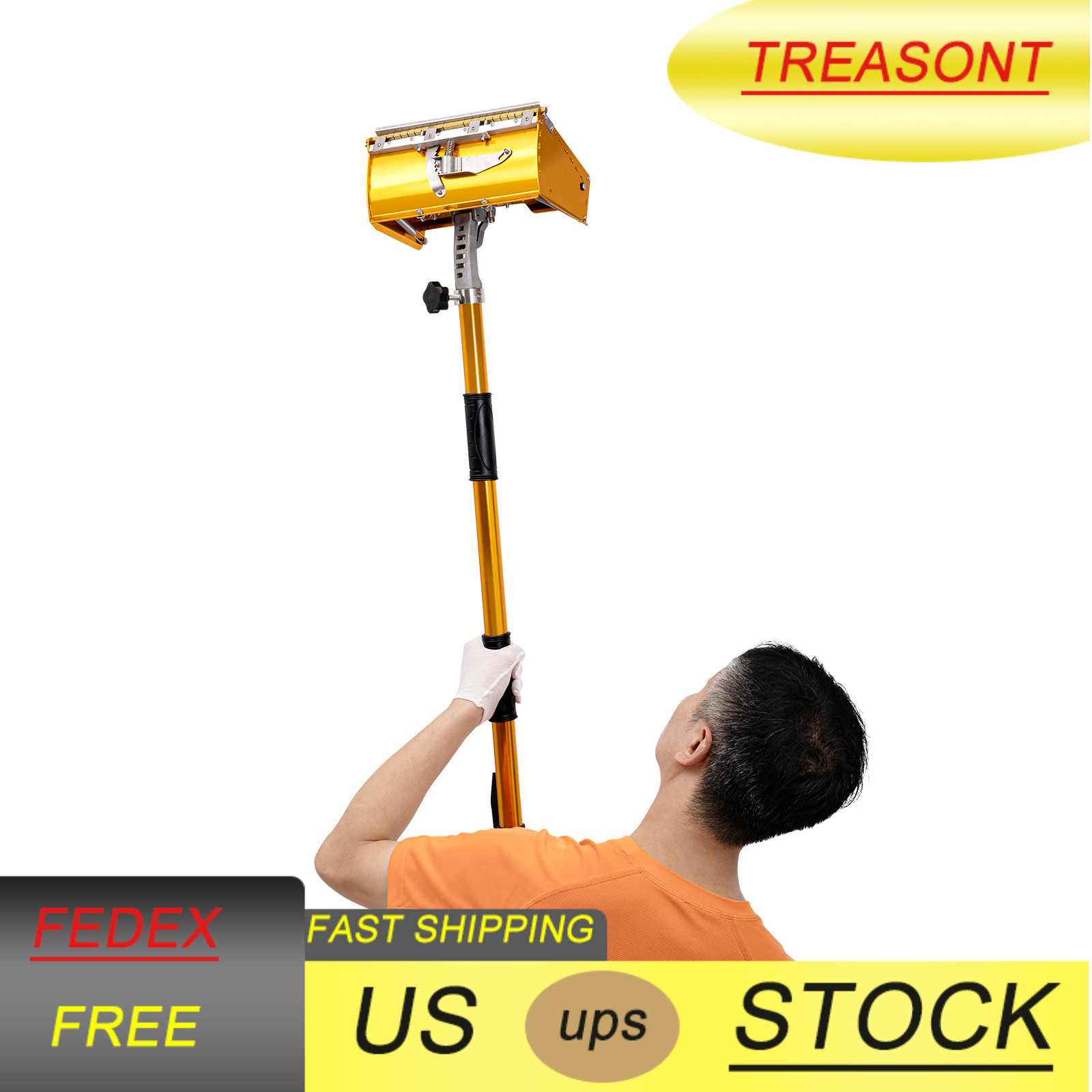 10" Drywall Flat Finishing Box & 40''-64'' Telescopic Box Handle 120° Adjustable