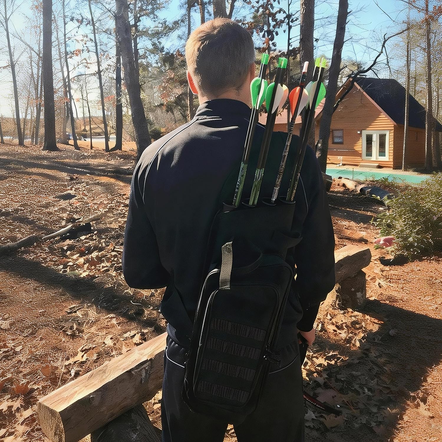 XTACER Multi-Function 4-Tubes Back Field Quiver Training Archery Arrow Quiver fo