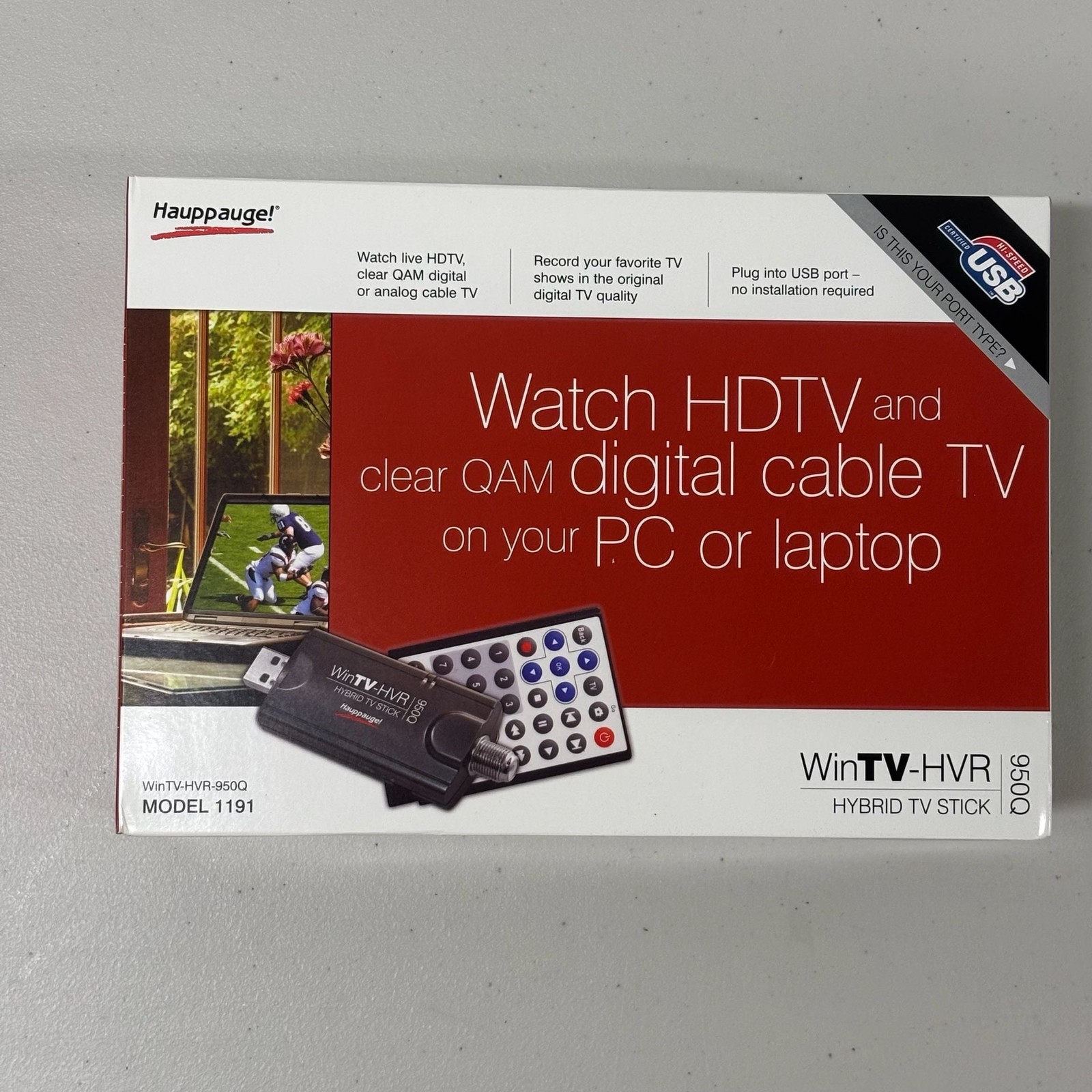 Hauppauge WinTV-HVR-950Q Hybrid TV Tuner Stick Model 1191 with Remote