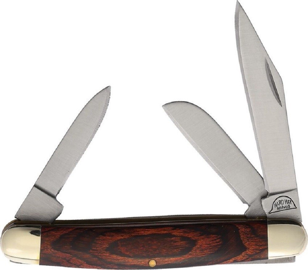 Hard Hat Knives Classic 3.25" Stockman Folding Pocket Knife - Cocobola Handles