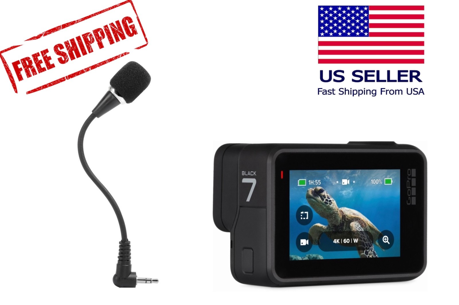 External Microphone for GoPro Hero 7 Black - Flexible Mic
