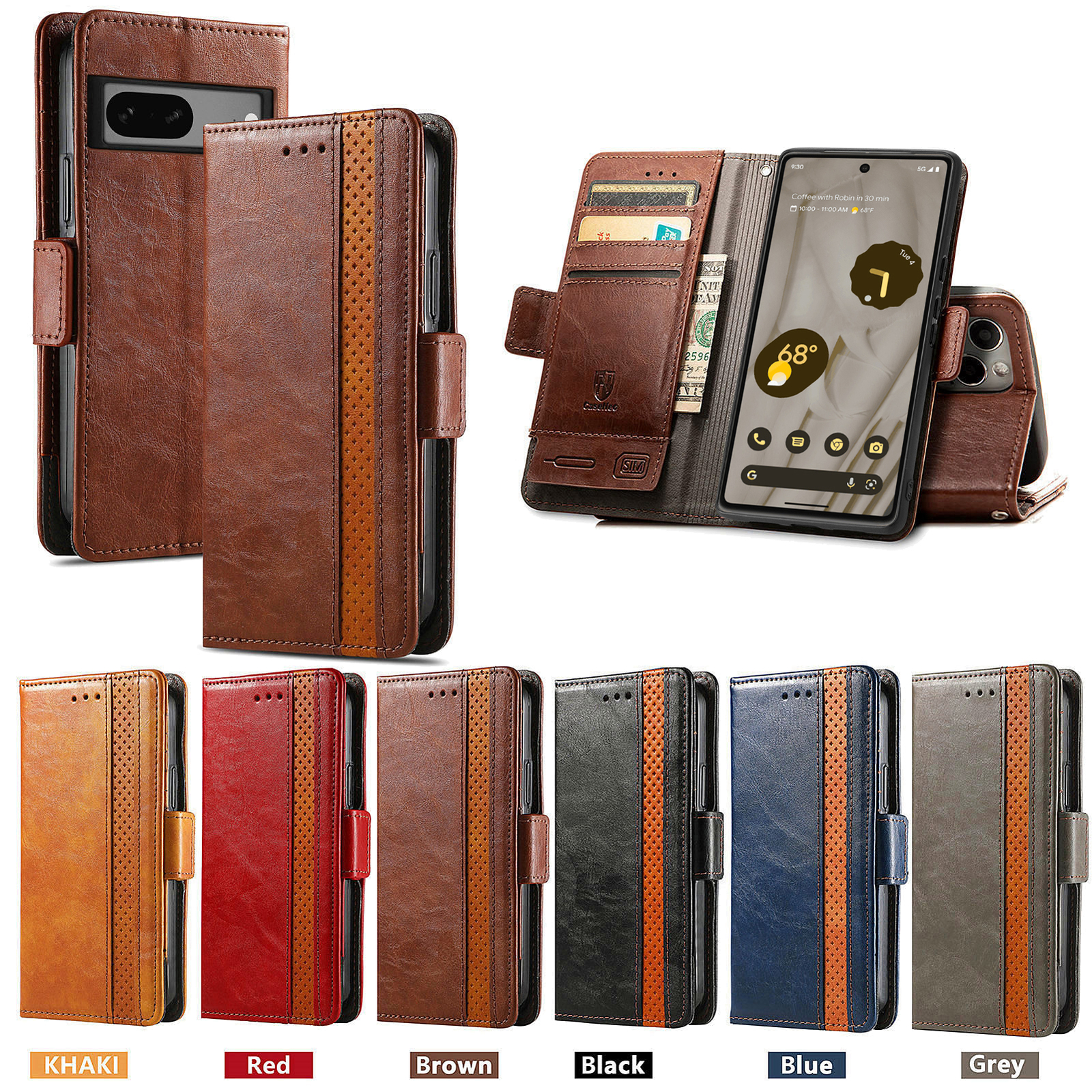 For Google Pixel 10 Pro XL/9/8/7/6A Magnetic PU Leather Wallet Card Flip Case