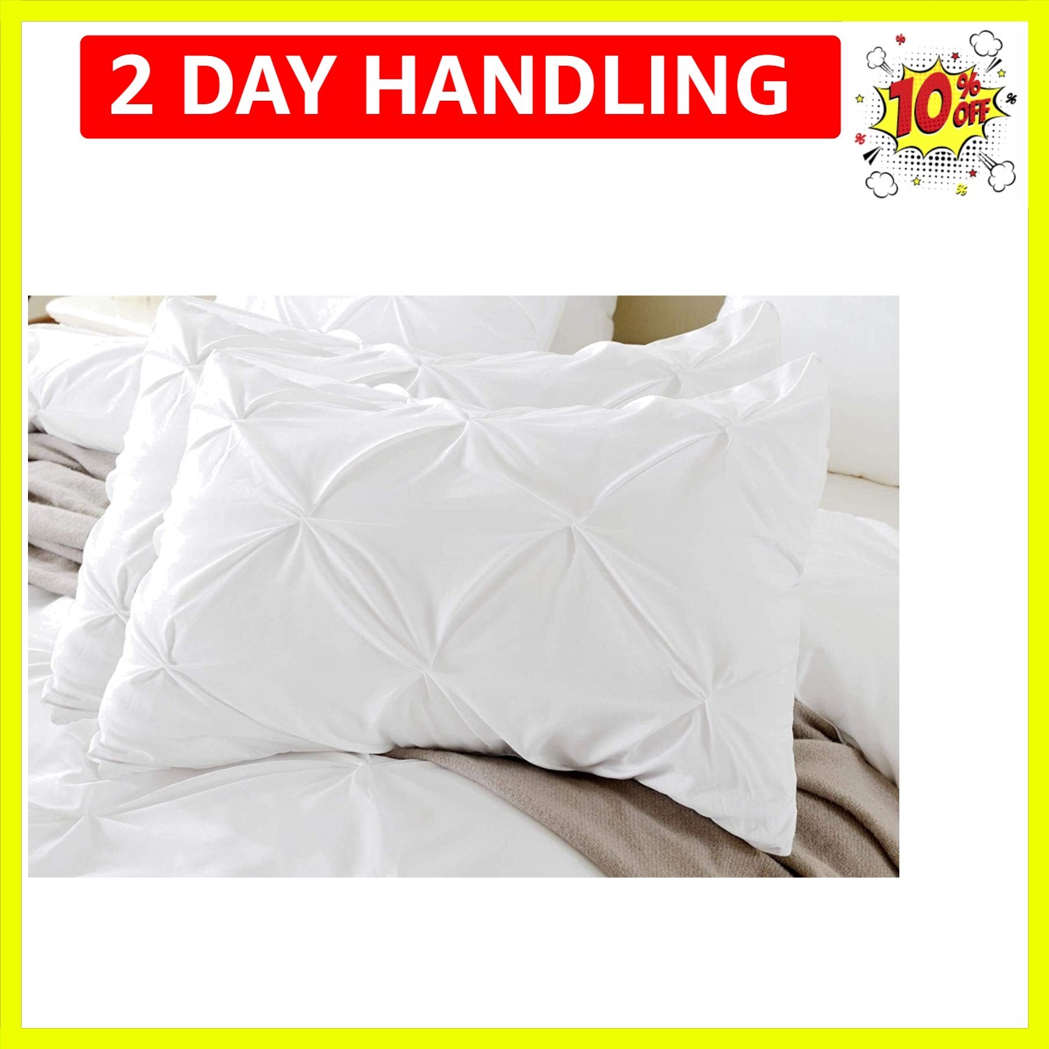 King Pillow Shams Set of 2 Pinch Pleated White Pillow Shams King Size 20x36 P...