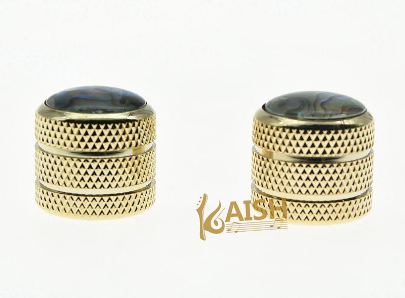 Pack of 2 Gold Push On 6mm Guitar Abalone Top Dome Knobs Bass Knob Tele Knob