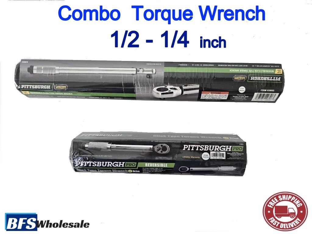 Torque Wrench combo Set 2 pcs.:  1/2 and  1/4  inch, Free & Quick USA Shipping