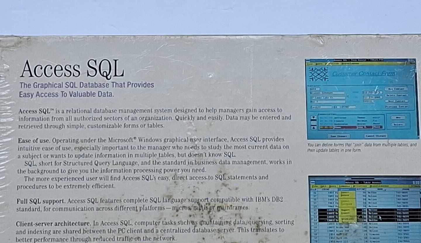 Software Products International Access SQL Graphical Database Vintage Sealed New