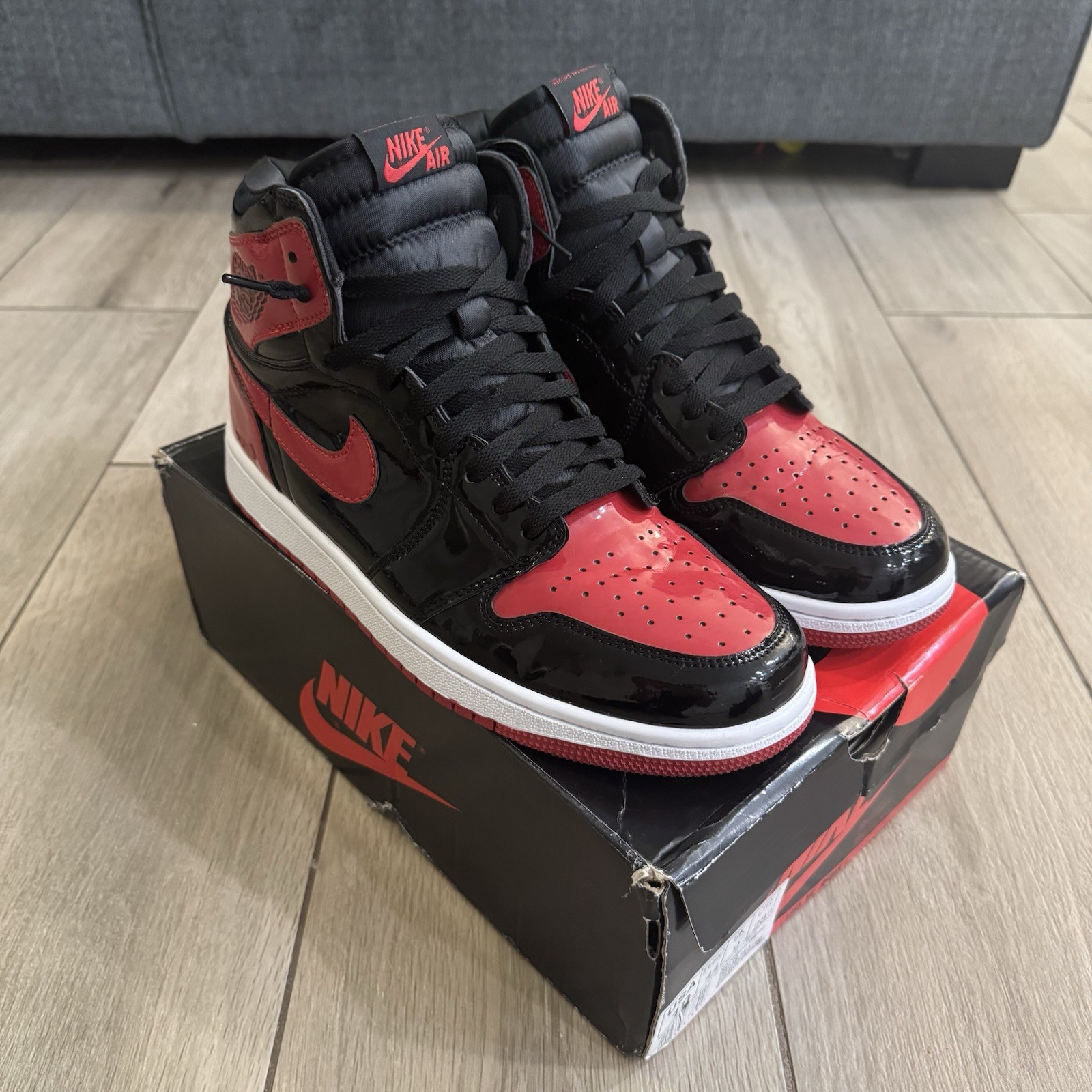 Nike Air Jordan 1 Retro High OG Mens Size 10 Patent Bred  555088-063 Men 2021