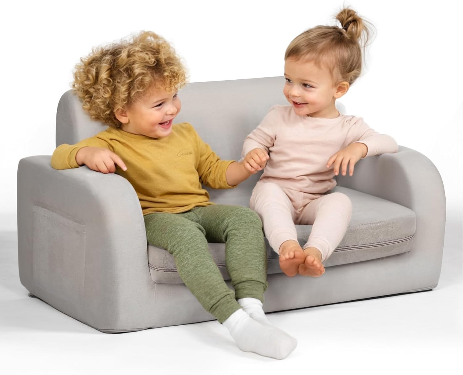 3-in-1 Extra Wide Convertible Kids Couch Flip Open Toddler Couch to Lounger