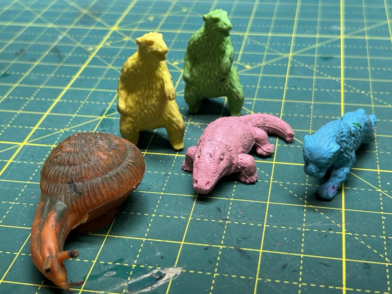 Lot Of 5 Vintage Rubber Toys Giant Sloth Crocodile Saber Tooth Tiger Snail