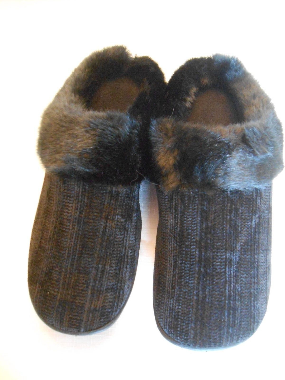 Totes Toasties Memory Foam Women's Slippers, Black Knit MEDIUM 7-8 NWOB