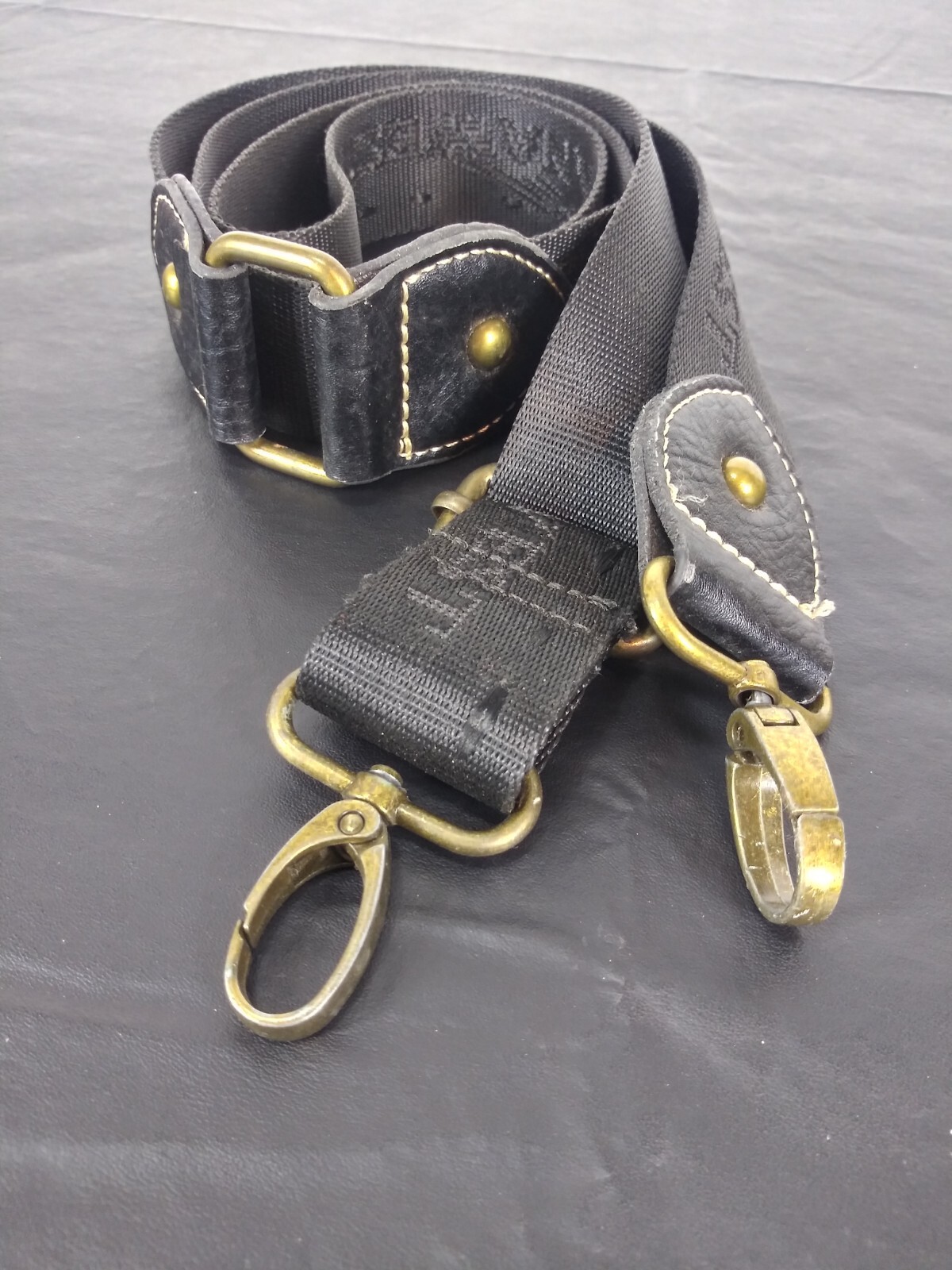 Montana West Black Web Adjustable Bag Strap Replacement STRAP ONLY Embossed Logo
