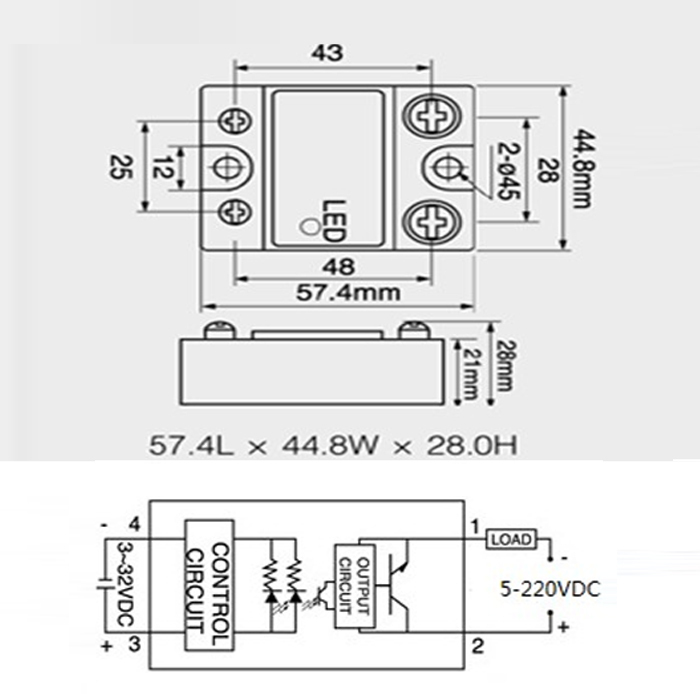Solid State Relay SSR 40A DC3-32V Control DC5-220V DC Control DC YHD2240D