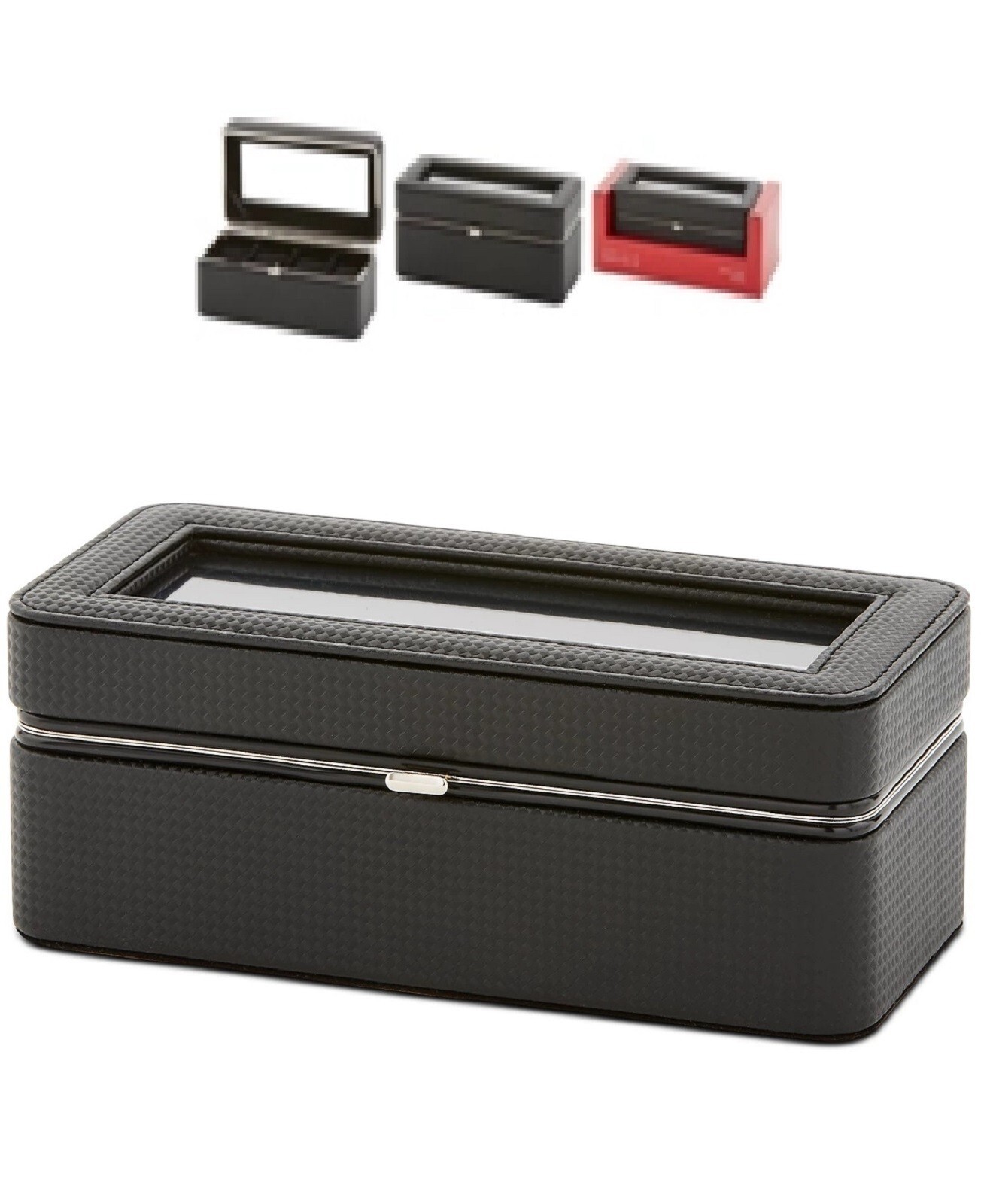 (4) LUXURY WATCH Case  PERRY ELLIS PORTFOLIO - Tempered Glass Top -Blk, NEW