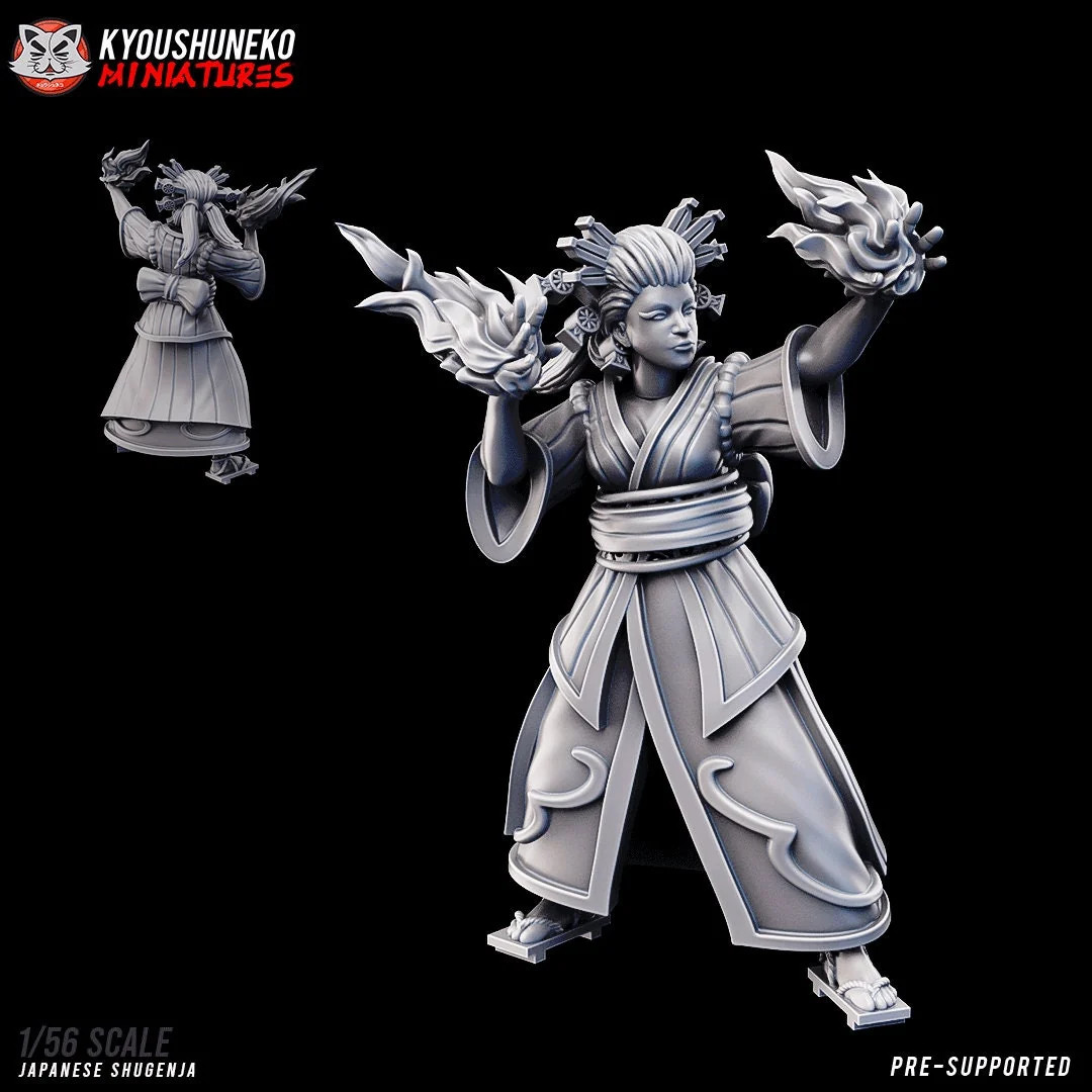 Female Fire Shugenja - 28-55mm Nippon - Resin Tabletop Miniature