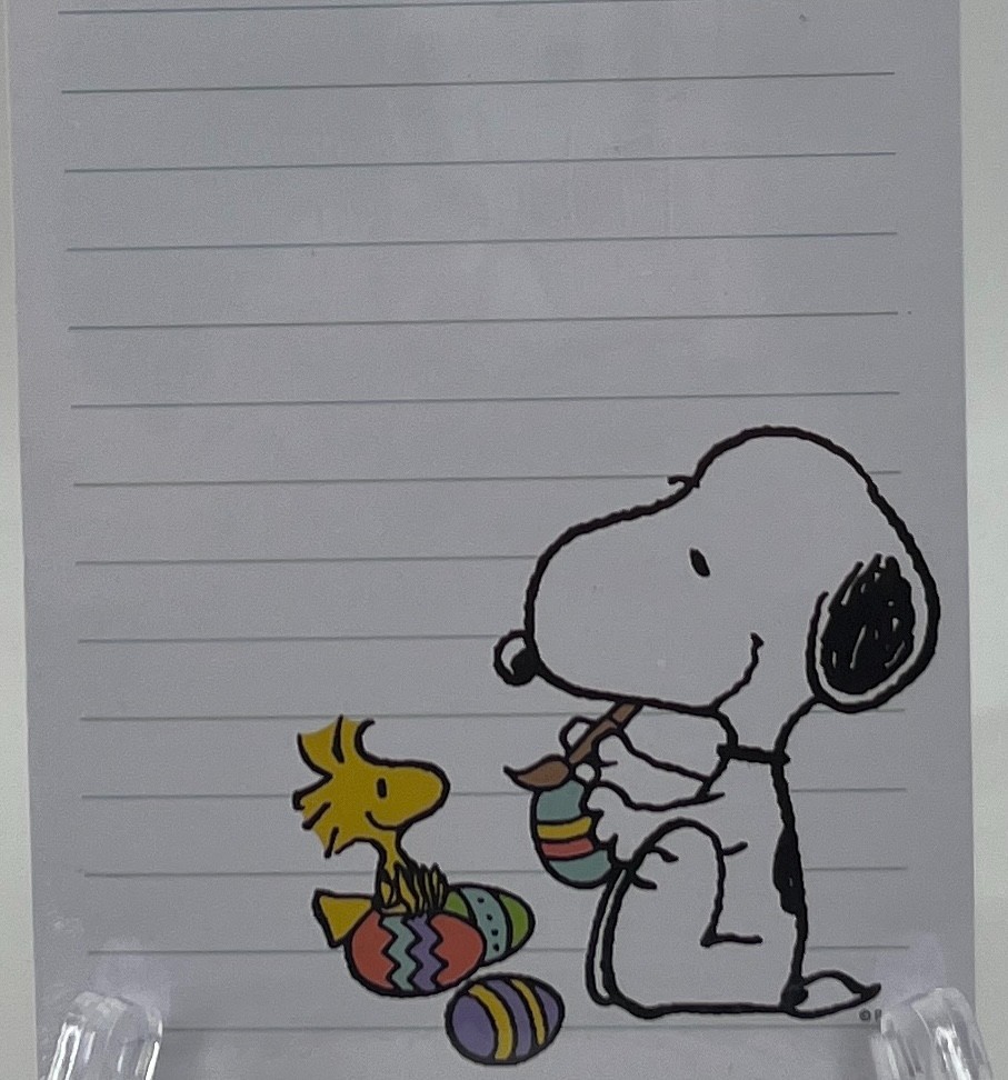Peanuts -Snoopy & Woodstock Easter Shopping List-Note Pad - Painting Easter Eggs