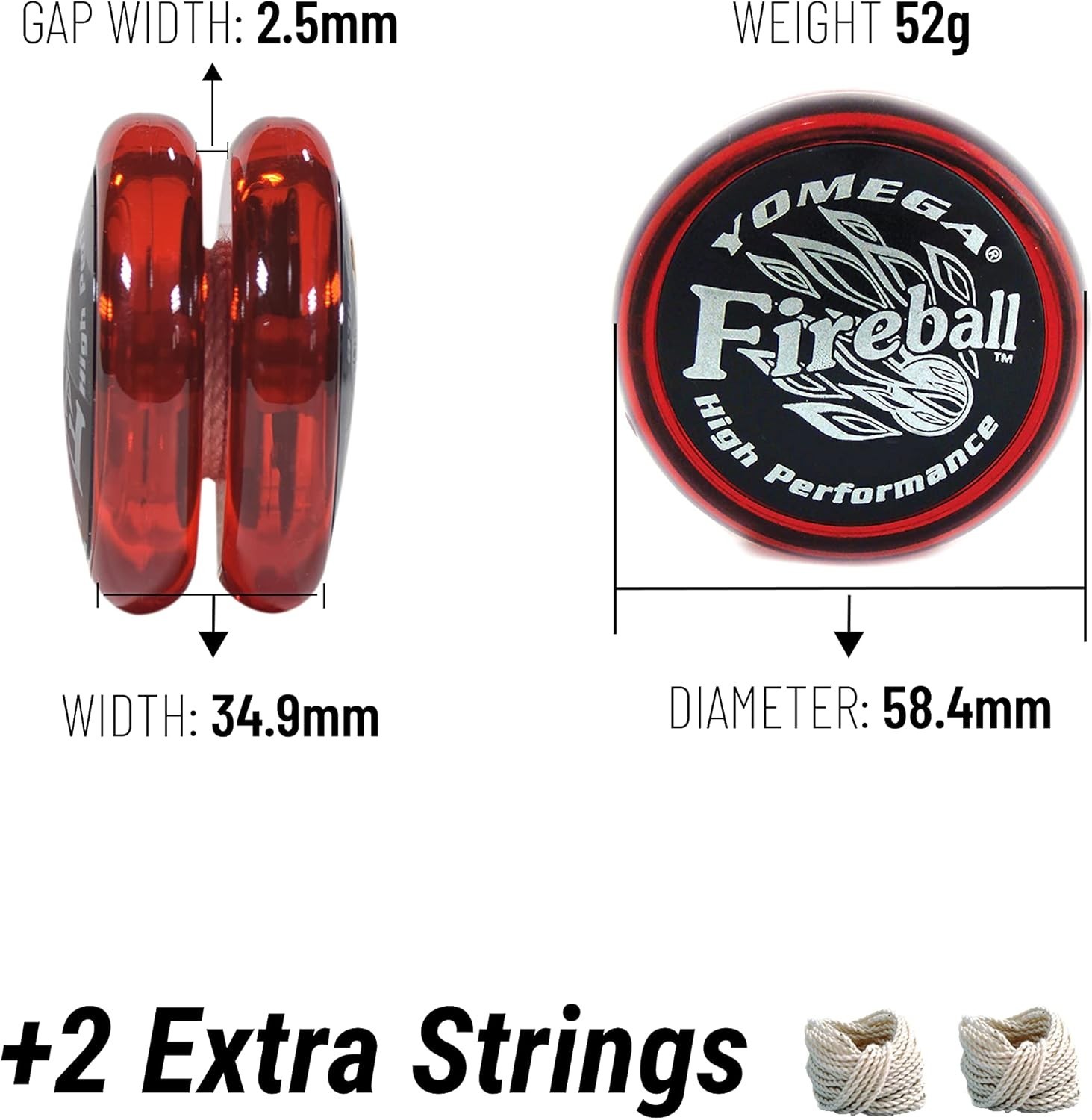 Responsive Fireball YoYo with Extra Strings - Ideal for Pro-Level Performances