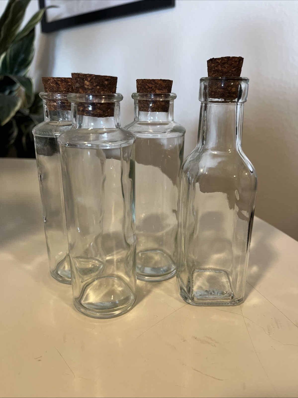 Clear Crafting/Storage Bottles Wavy Glass LOT of 4 DIY