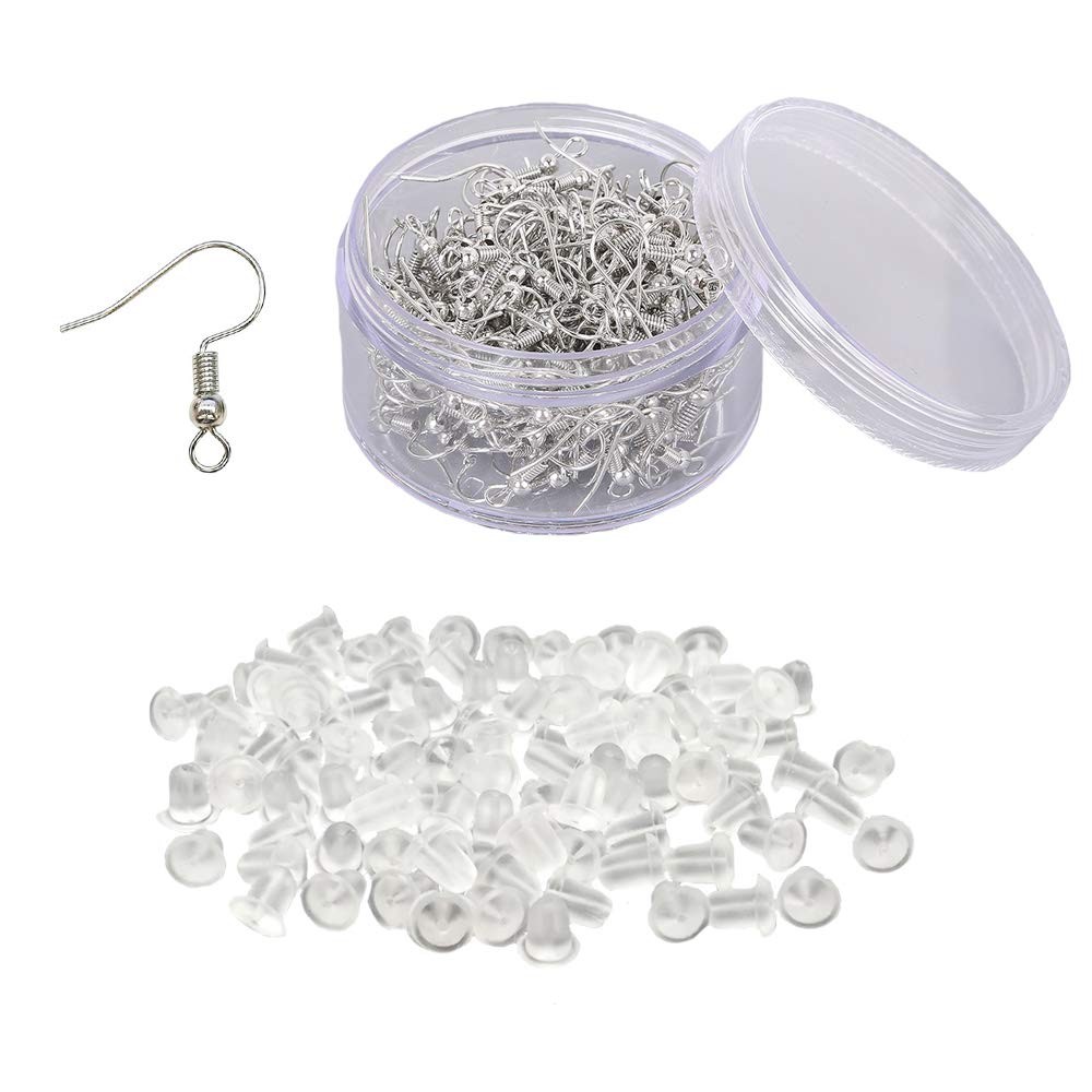 Earring Hooks With Earring Backs Set Surgical Stainless Steel Ear Hooks Soft Sil