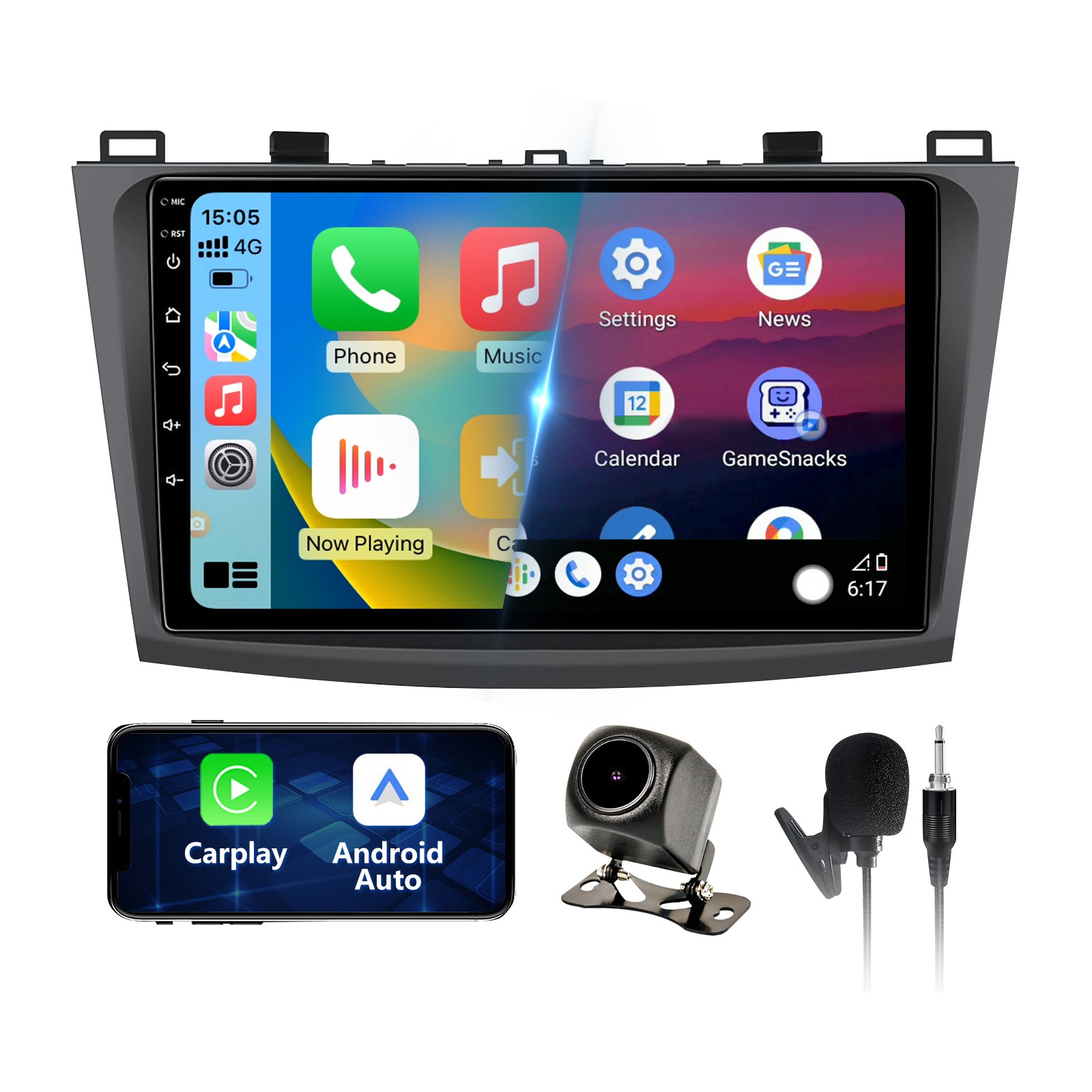 Carplay Android 13 For 2009-2013 Mazda 3 Head  Car Radio Stereo GPS Navi 2+64G