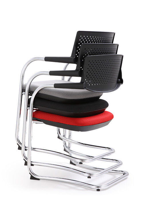 Woodstock CH-172C Marketing Shankar Side Chair Chrome Frame / Black Back & Gray