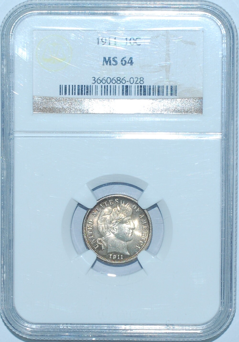 1911 P NGC MS64 Barber Silver Dime
