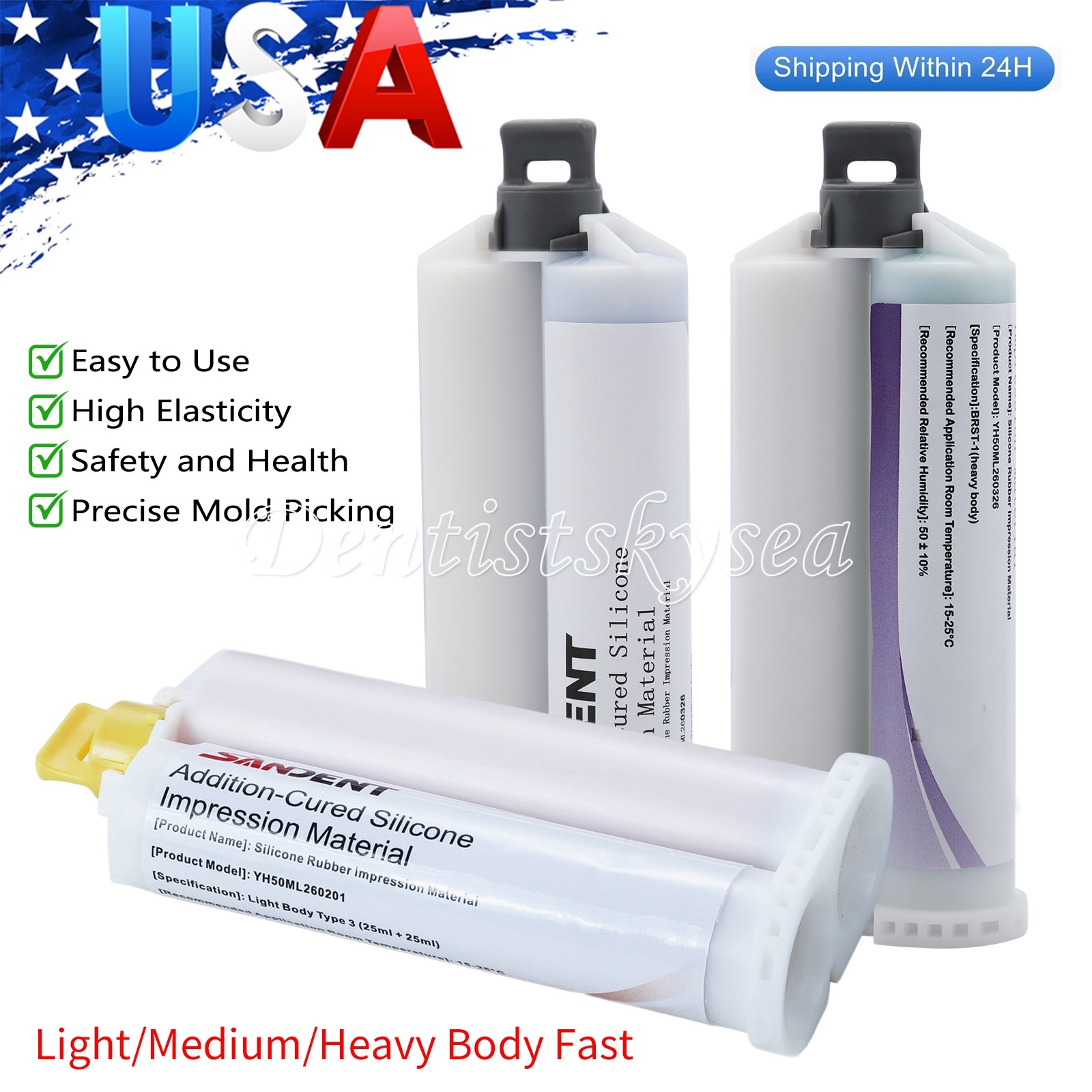Dental Fast Set VPS PVS VPS Impression Material 50ML Cartridges