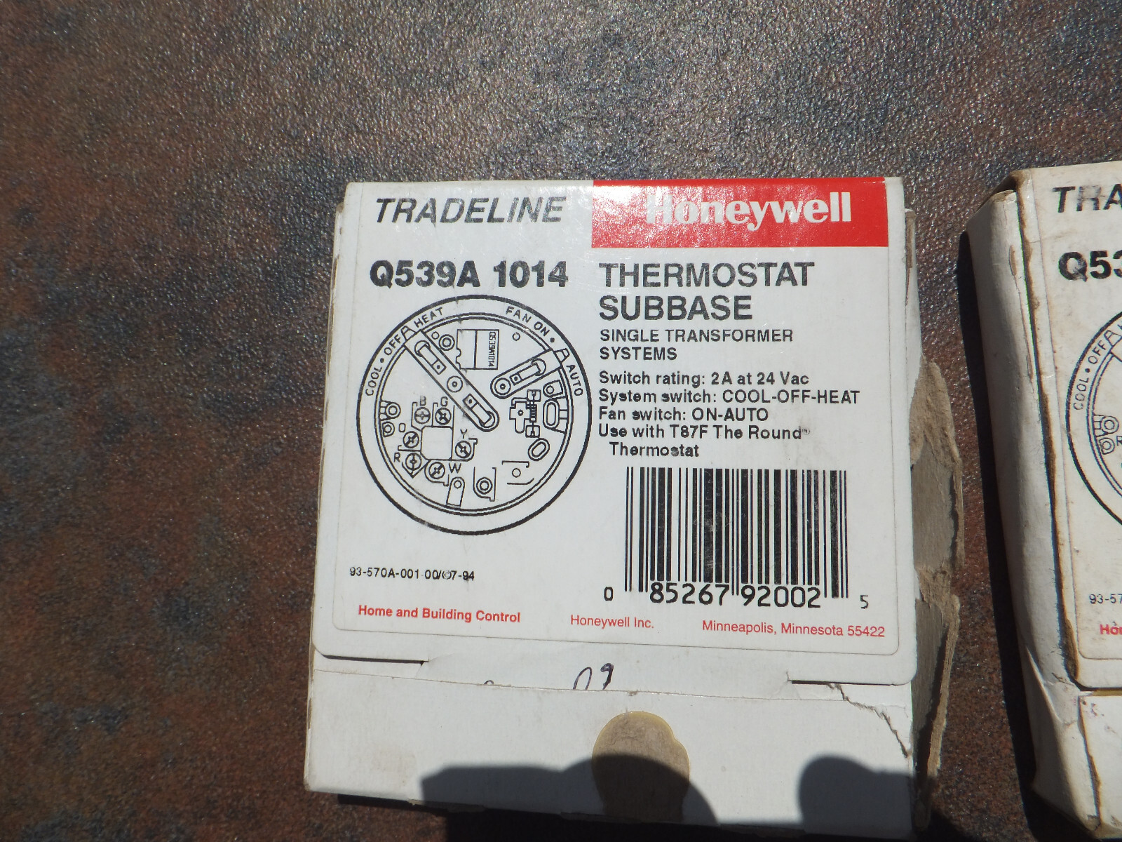 3 NOS Round Honeywell Thermostat Subbase Tradeline Q539A 1147 1014 1006 for T87F