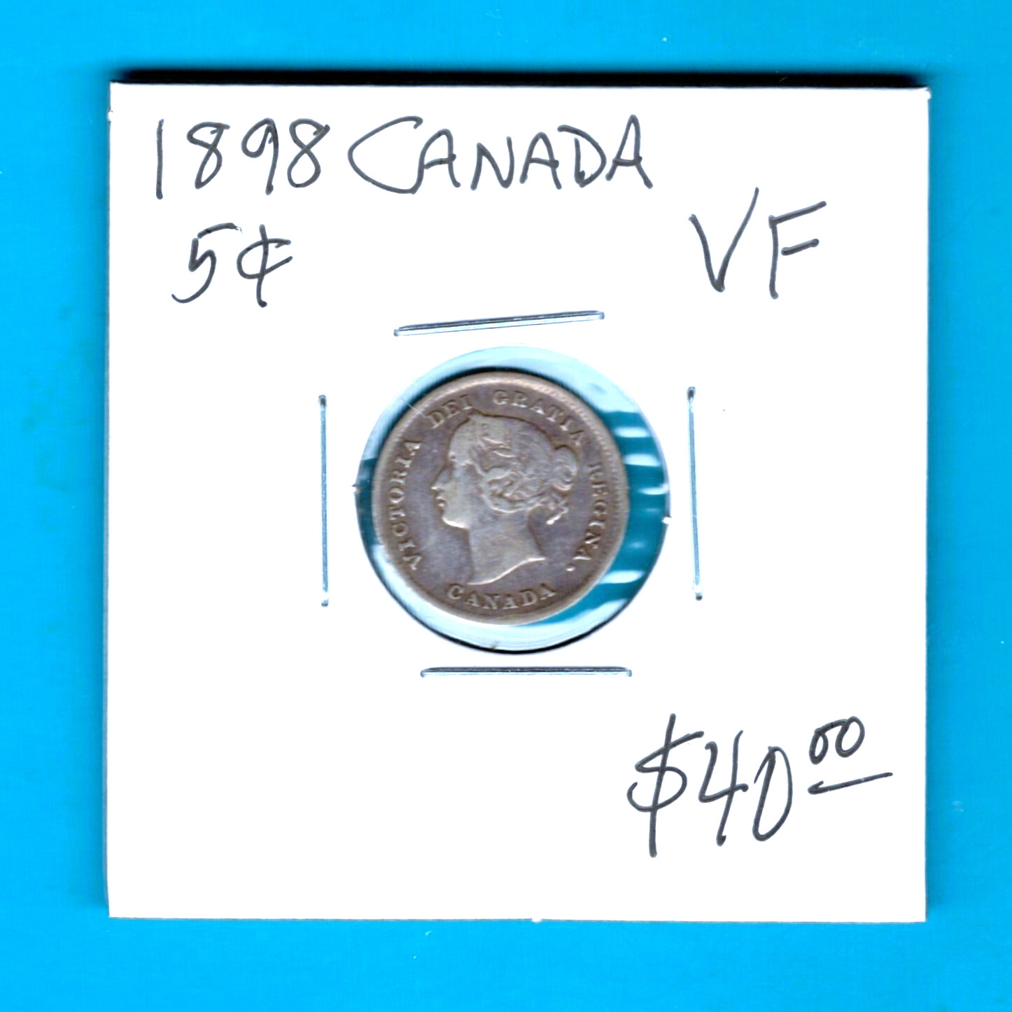 CANADA - BEAUTIFUL HISTORICAL QV SILVER FIVE CENTS, 1898,  KM# 2